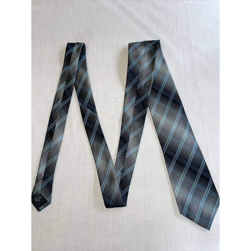 Pierre Cardin Dress Tie Men’s Size 57” Gray Blue Striped Argyle 100% Silk Design